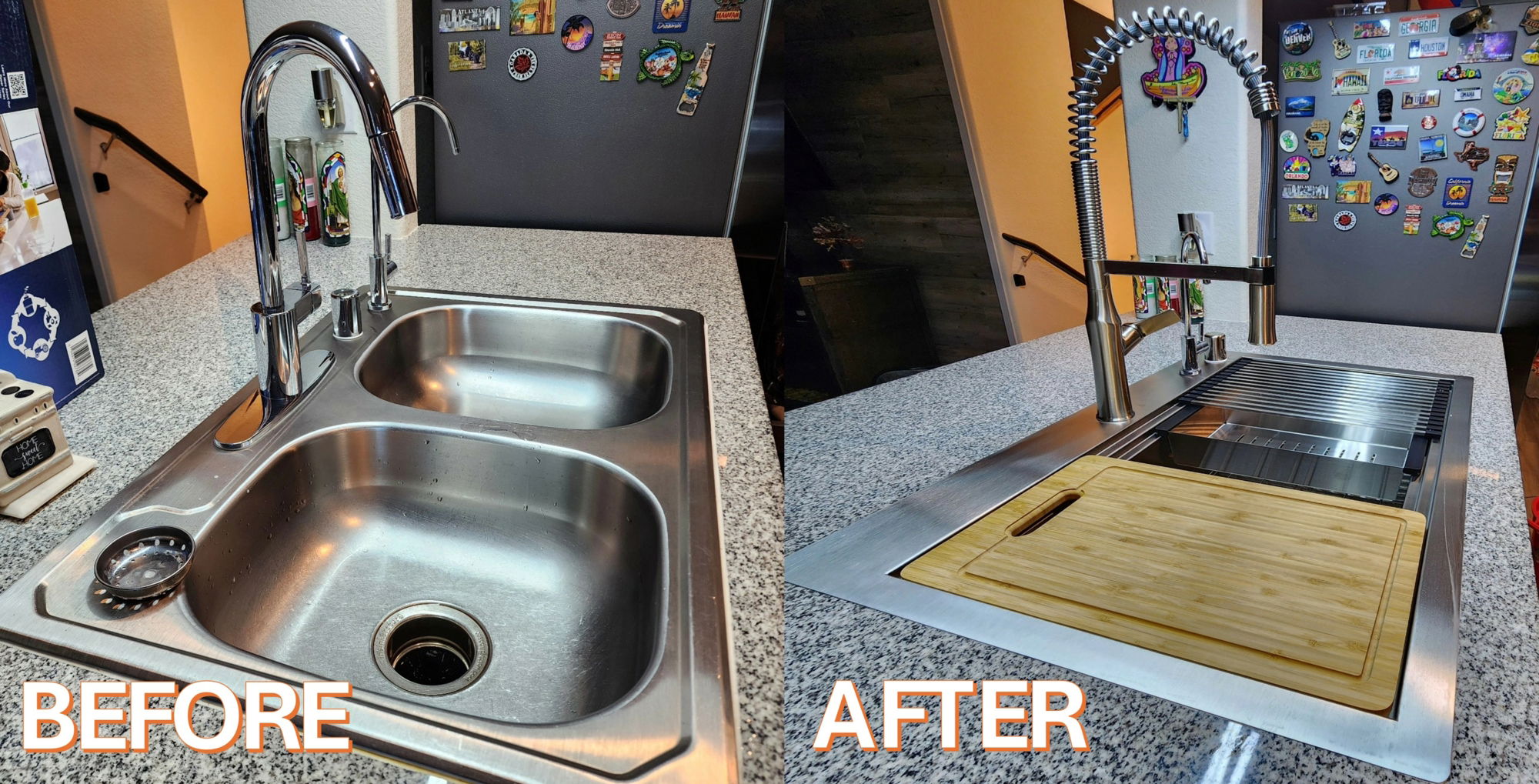 Before and after kitchen sink upgrade by InnovaBuild 360